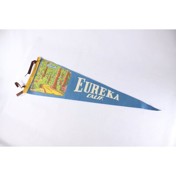 Vintage 26" NEON Eureka California felt pennant, redwood forest tourist - Picture 2 of 10